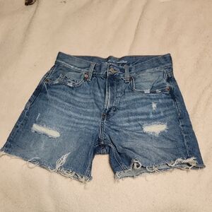 Old Navy Slouchy Straight Hugh Rise Frayed Blue Jean Shorts